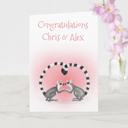 Lemuren in Liebe Verlobung/Hochzeitkarte Karte (Orchidee)