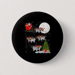 Lemuren Santa Schlitten Fliegen Lustiger Magischer Button