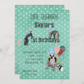Lemurs Birthday Star Einladung (Vorne/Hinten)