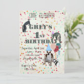 Lemurs Spaß Abstrakte Geburtstagseinladung Einladung (Stehend Vorderseite)