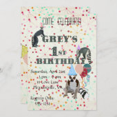 Lemurs Spaß Abstrakte Geburtstagseinladung Einladung (Vorne/Hinten)