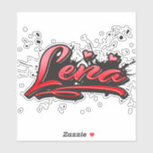 Lena red Heart Graffiti Aufkleber Sticker (Blatt)