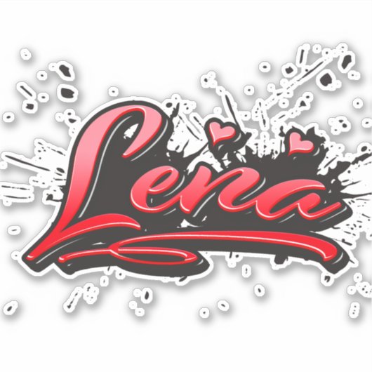 Lena red Heart Graffiti Aufkleber Sticker (Vorderseite)