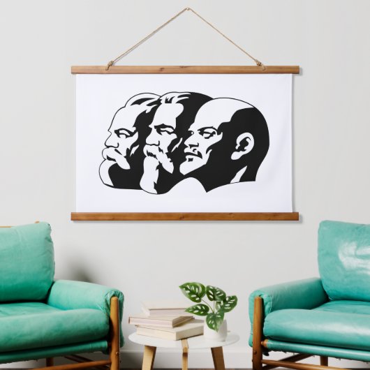 Lenin, Marx, Engels, Soviet Union, Communism Wandteppich Mit Holzrahmen (Wohnzimmer)