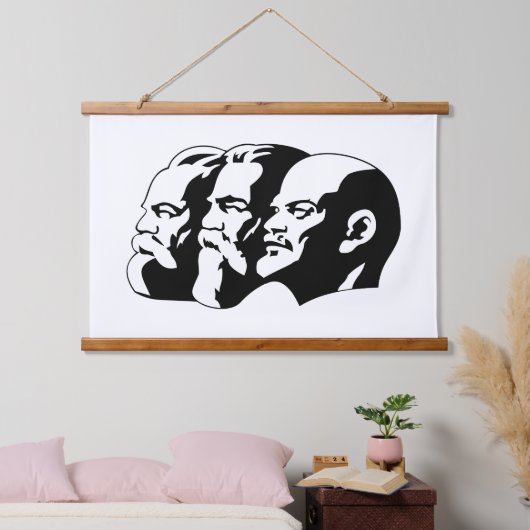Lenin, Marx, Engels, Soviet Union, Communism Wandteppich Mit Holzrahmen (Schlafzimmer)