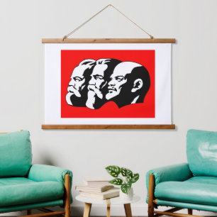 Lenin, Marx, Engels, Sowjetunion, Kommunismus Wandteppich Mit Holzrahmen