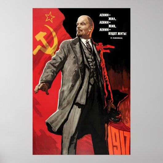 Lenin Sowjet Propagandaplakat, Lang lebe Lenin! Poster (Vorne)