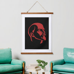 Lenin, UdSSR, CCCP, Sowjetunion, Kommunismus Wandteppich Mit Holzrahmen
