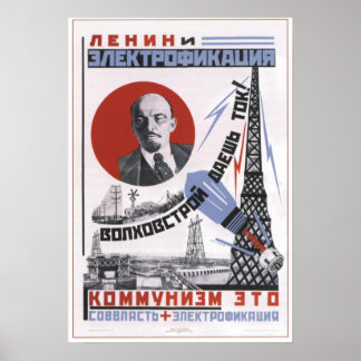 Lenin und Elektrizität Poster