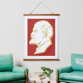 Lenin, USSR, CCCP, Soviet Union, Communism Wandteppich Mit Holzrahmen
