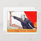 Lenin zeigt auf Fabrik, sowjetische Propaganda Postkarte (Vorne/Hinten)