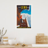Lenk Oberland Bernese Switzerland Vintage Ski Poster (Küche)