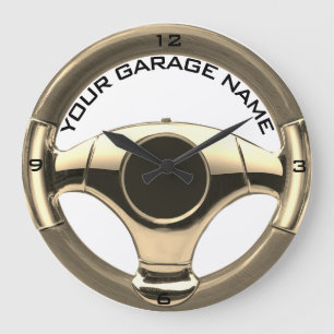 Lenkrad des Vintagen Chroms des Sportautos Große Wanduhr