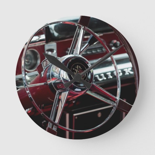 Lenkrad für Oldtimer Runde Wanduhr (Vorderseite)