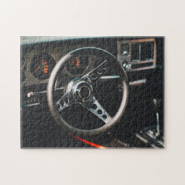 Lenkrad im Innern eines klassischen Oldtimers Puzzle