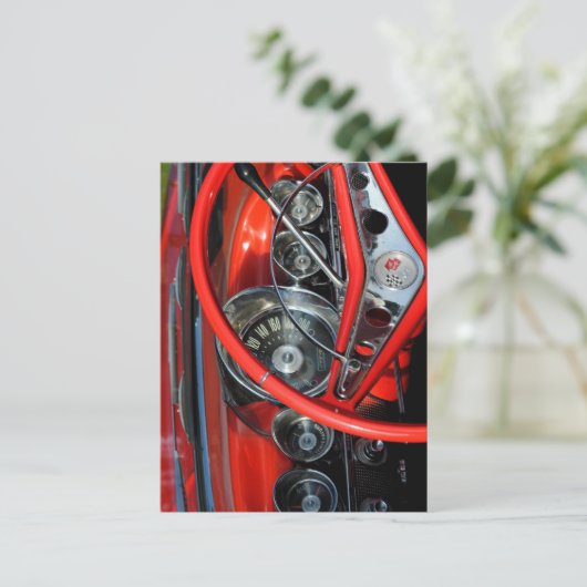 Lenkrad vom Oldtimer Postkarte (Stehend Vorderseite)