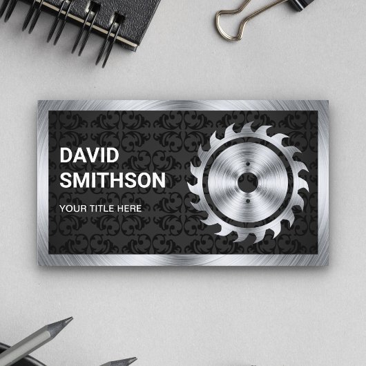 Lenkradhalterung aus schwarzem Damassohle Handyman Visitenkarte