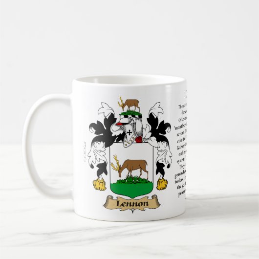 Lennon Familien-Wappen (Wappen) einschließlich das Kaffeetasse (Links)