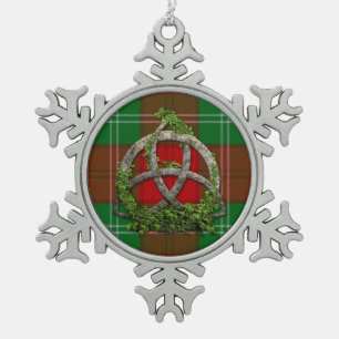 Lennox Tartan und keltische Trinity-Knoten Schneeflocken Zinn-Ornament
