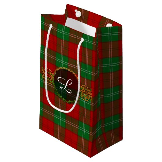 Lennox Tartan und Monogramm Kleine Geschenktüte (Vorderseite Schrägansicht)