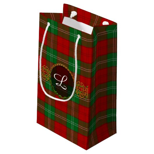 Lennox Tartan und Monogramm Kleine Geschenktüte (Rückseite Schrägansicht)