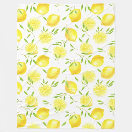 Lenons und Blätter Vliesdecke Fleecedecke (Vorderseite)