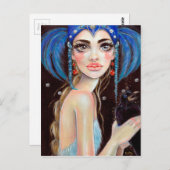 Lenore und die drei mit Augen Raben, Originalkunst Postkarte (Vorne/Hinten)