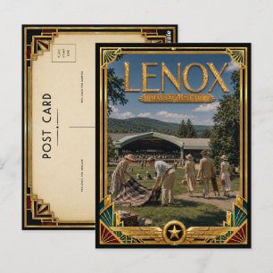 Lenox Massachusetts Vintage Art Deco Goldenes Zeit Postkarte