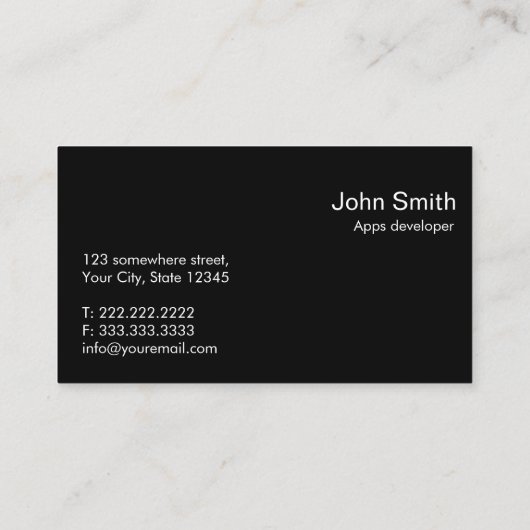 Lens Flare Apps Developer Business Card Visitenkarte (Rückseite)