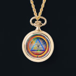 Lens of Providence Necklace Watch Armbanduhr<br><div class="desc">Die Lens der Vorsehung ist der kreisförmige Ring glühender Energie, durch den das Auge Gottes über die gesamte Schöpfung wacht. Basierend auf der uralten traditionellen Ikonographie bleibt sie zeitlos als Symbol der Allmacht, gerahmt im gleichseitigen Dreieck von Power, Weisheit und Mitgefühl. Stellen Sie sich Ihre Gedanken zusammen, reinigen Sie Ihr...</div>
