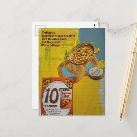 Lentil Rings and Soup 225 mixed media collage  Postkarte (Vorderseite/Rückseite Beispiel)