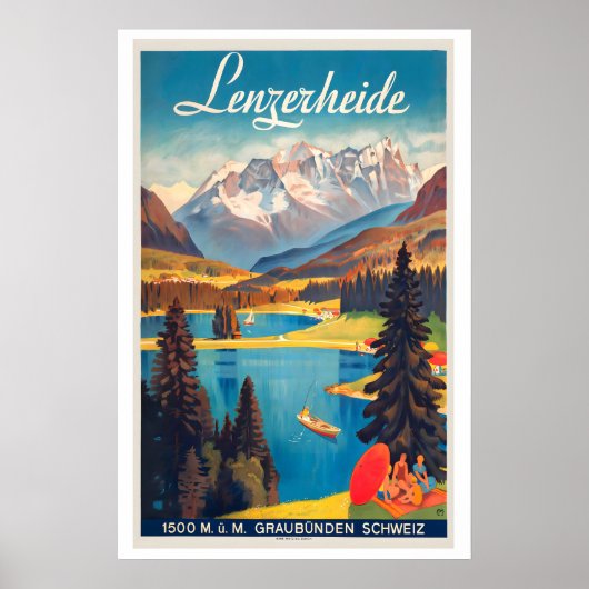 Lenzerheide Kanton Graubünden Schweiz Vintage Poster (Vorne)