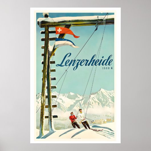 Lenzerheide Switzerland Vintage Ski Poster (Vorne)