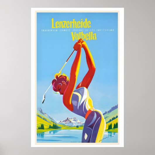 Lenzerheide Valbella Vintage Reiseposter Poster (Vorne)