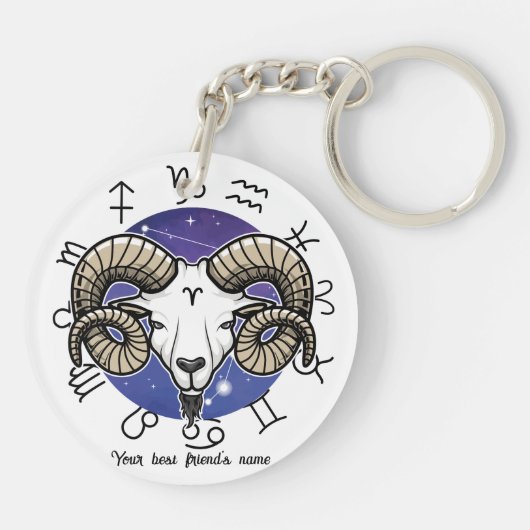 Leo Aries Zodiac Acrylic Keychain Schlüsselanhänger (Rückseite)