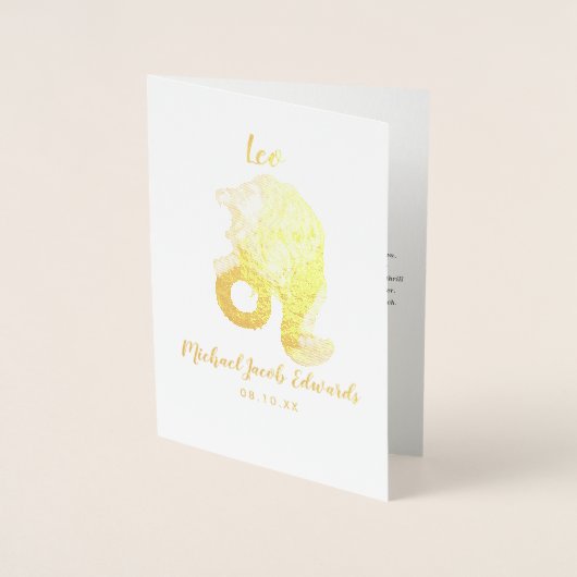 Leo Astrologie | Personalisiertes Zodiac-Zeichen Folienkarte (Vorderseite)