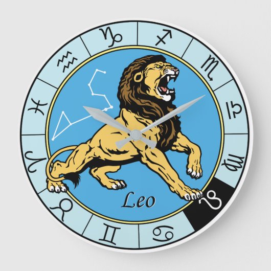 Leo astrologisches Tierzeichen Große Wanduhr (Vorderseite)