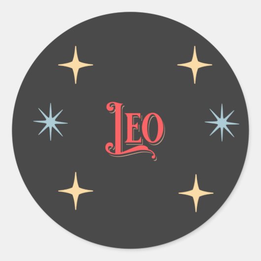 Leo Astrologisches Zeichen Runder Aufkleber (Vorderseite)