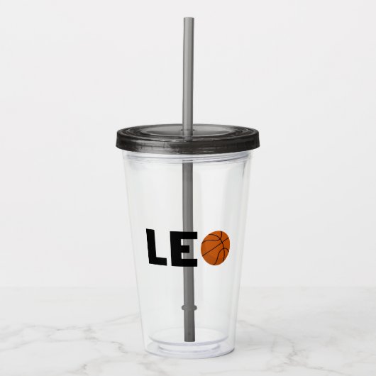 Leo Basketball Acryltrinkbecher (Vorderseite)