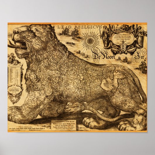 Leo Belgicus, Niederlande und Belgien Poster (Vorne)