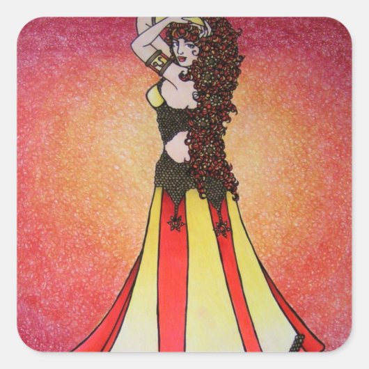 Leo Belly Dancer Quadratischer Aufkleber (Vorderseite)