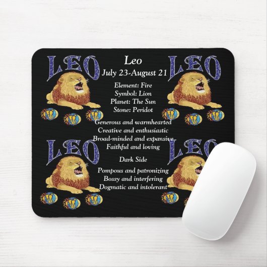Leo Birth Sign Zodiac Mouse Pad Mousepad (Mit Mouse)