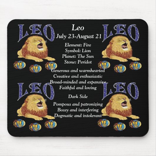 Leo Birth Sign Zodiac Mouse Pad Mousepad (Vorne)