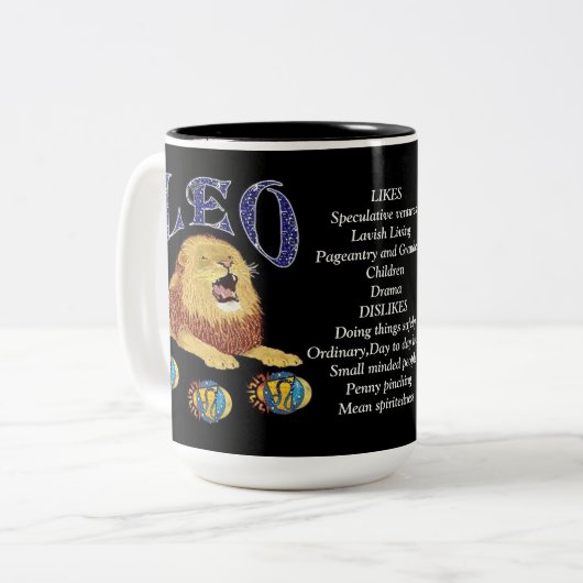 Leo Birth Sign Zodiac Tasse (Vorderseite Links)