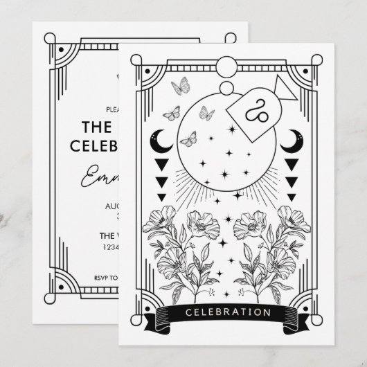 Leo Birthday Celebration Einladung (Vorne/Hinten)