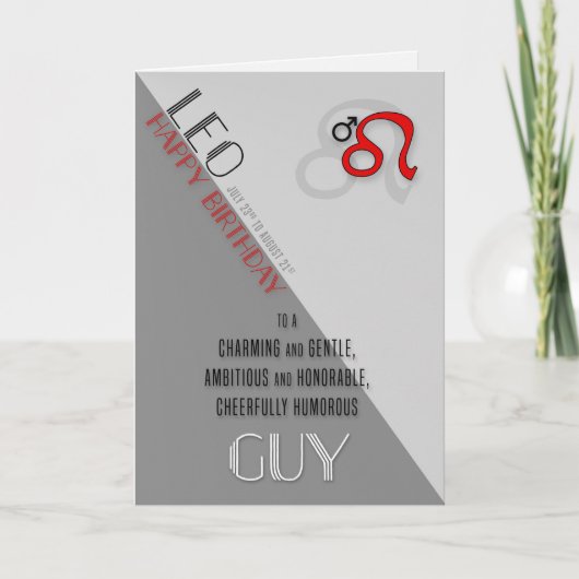 Leo Birthday für Ihn 23. Juli bis August 21. Karte (Vorderseite)