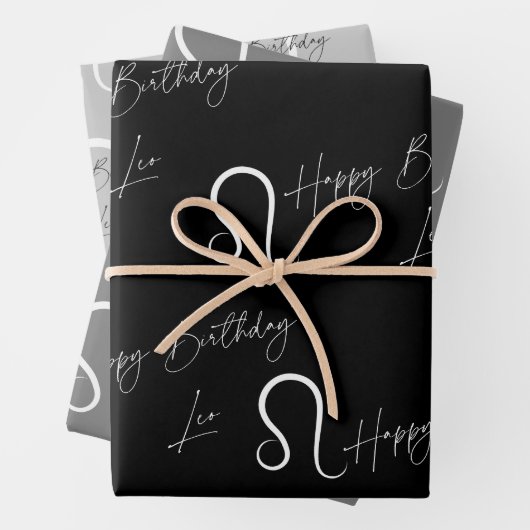 Leo Birthday Gray/Black Geschenkpapier Set (Beispiel)