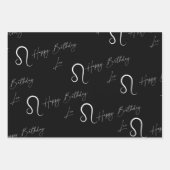 Leo Birthday Gray/Black Geschenkpapier Set (Vorderseite)