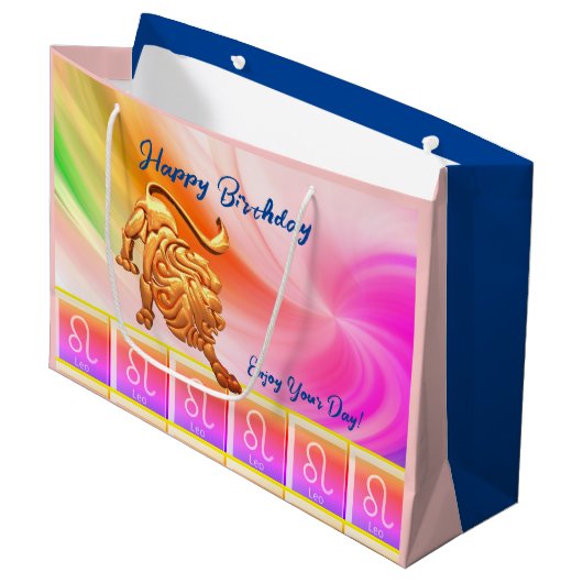 Leo - Birthday Zodiac Große Geschenktüte (Vorderseite Schrägansicht)