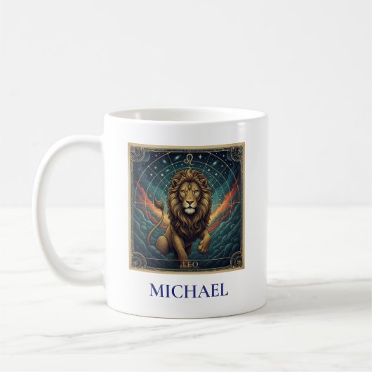 Leo Blue Celestial Zodiac Kaffeetasse (Links)